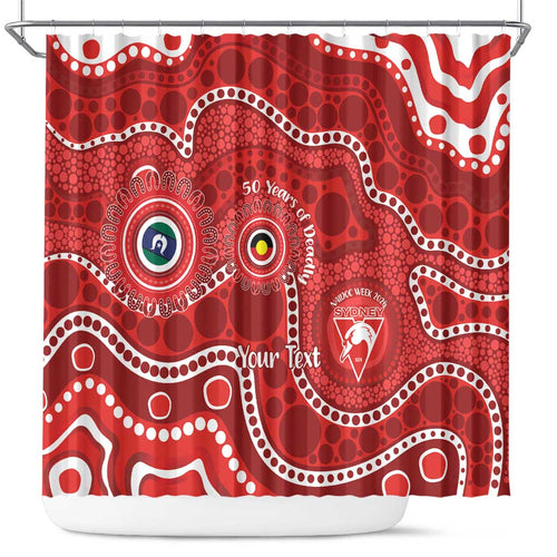 Sydney Swans NAIDOC Week 2026 Personalised Shower Curtain 50 Years of Deadly Aboriginal Art