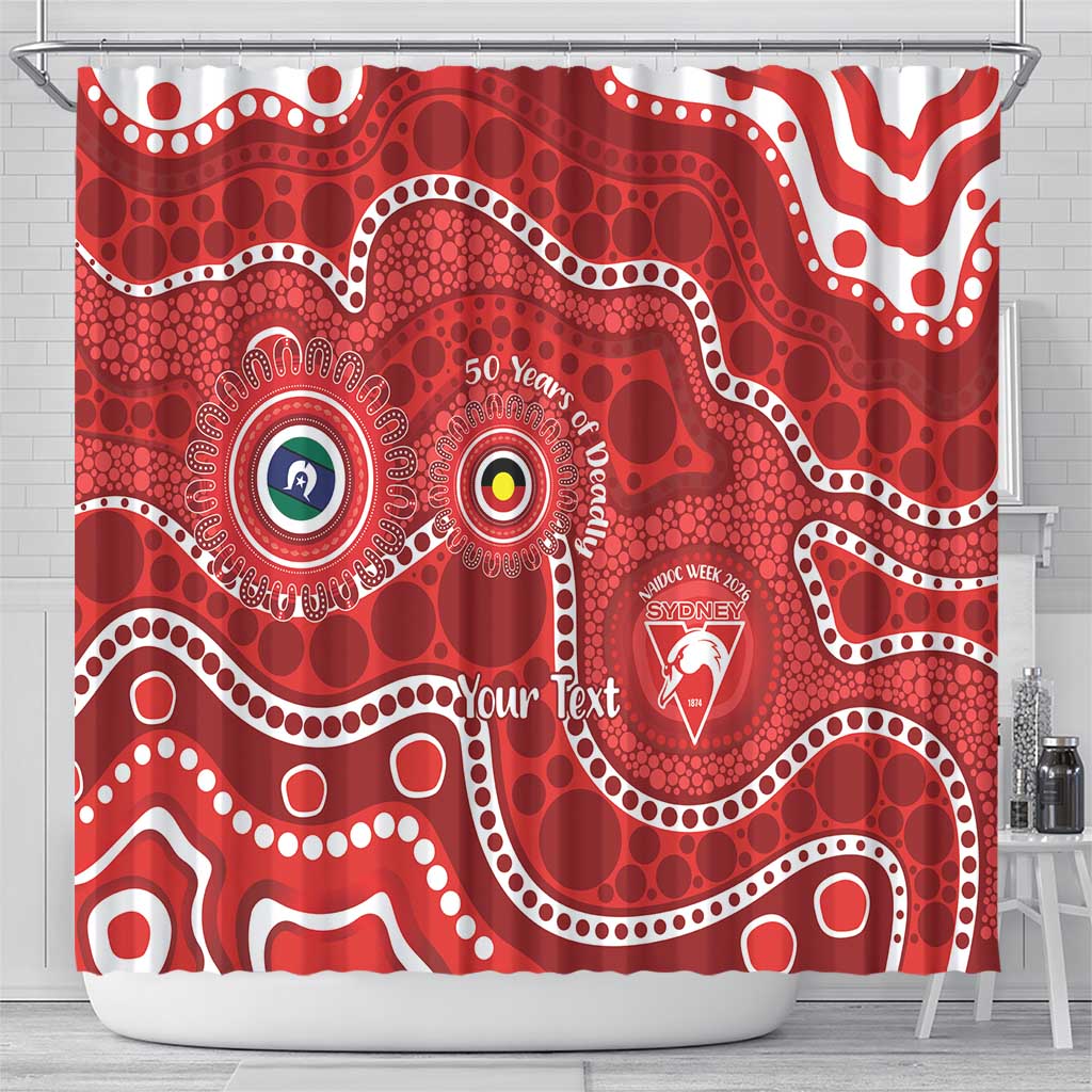 Sydney Swans NAIDOC Week 2026 Personalised Shower Curtain 50 Years of Deadly Aboriginal Art