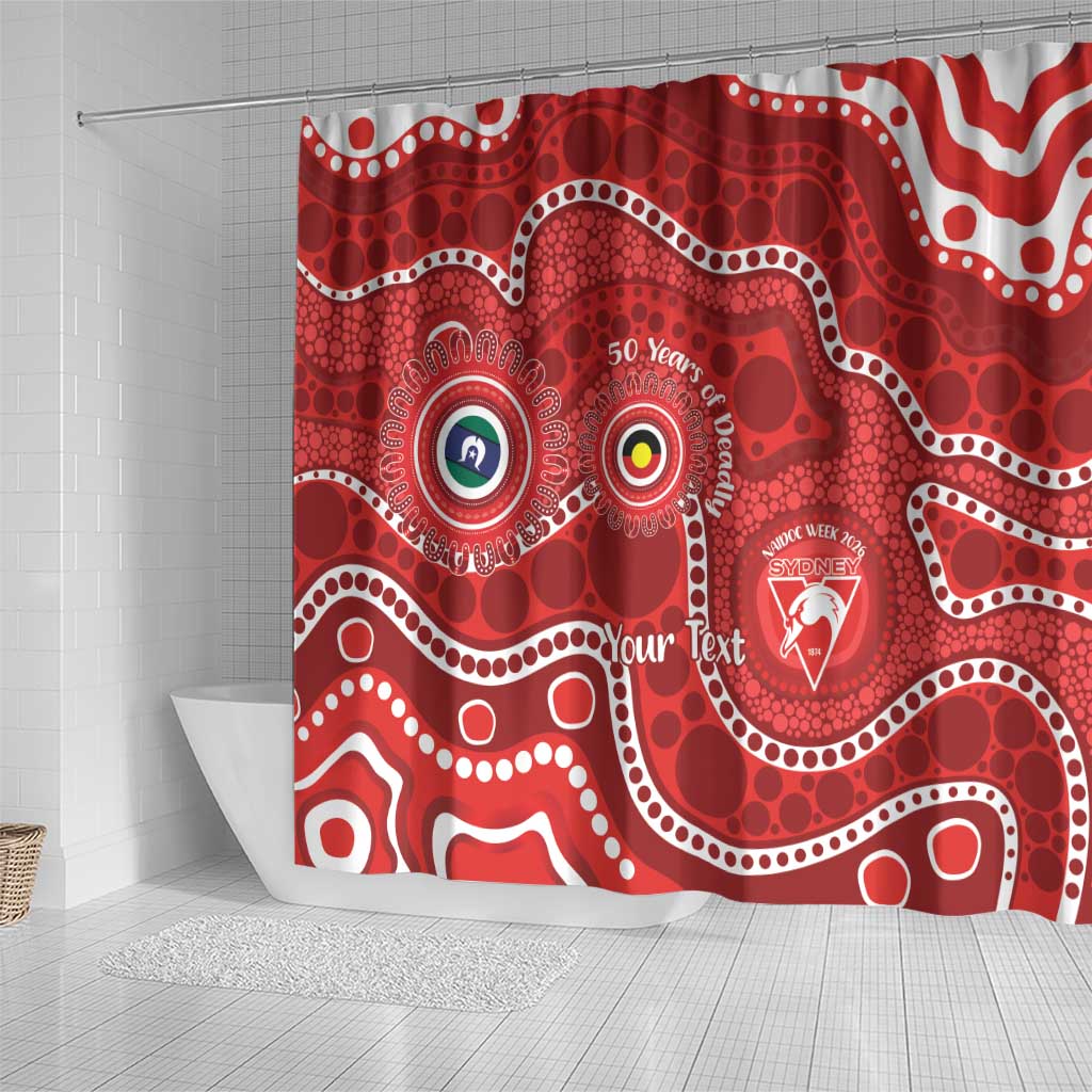 Sydney Swans NAIDOC Week 2026 Personalised Shower Curtain 50 Years of Deadly Aboriginal Art
