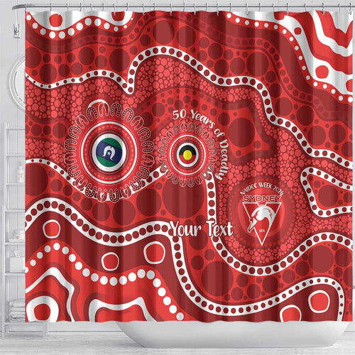 Sydney Swans NAIDOC Week 2026 Personalised Shower Curtain 50 Years of Deadly Aboriginal Art