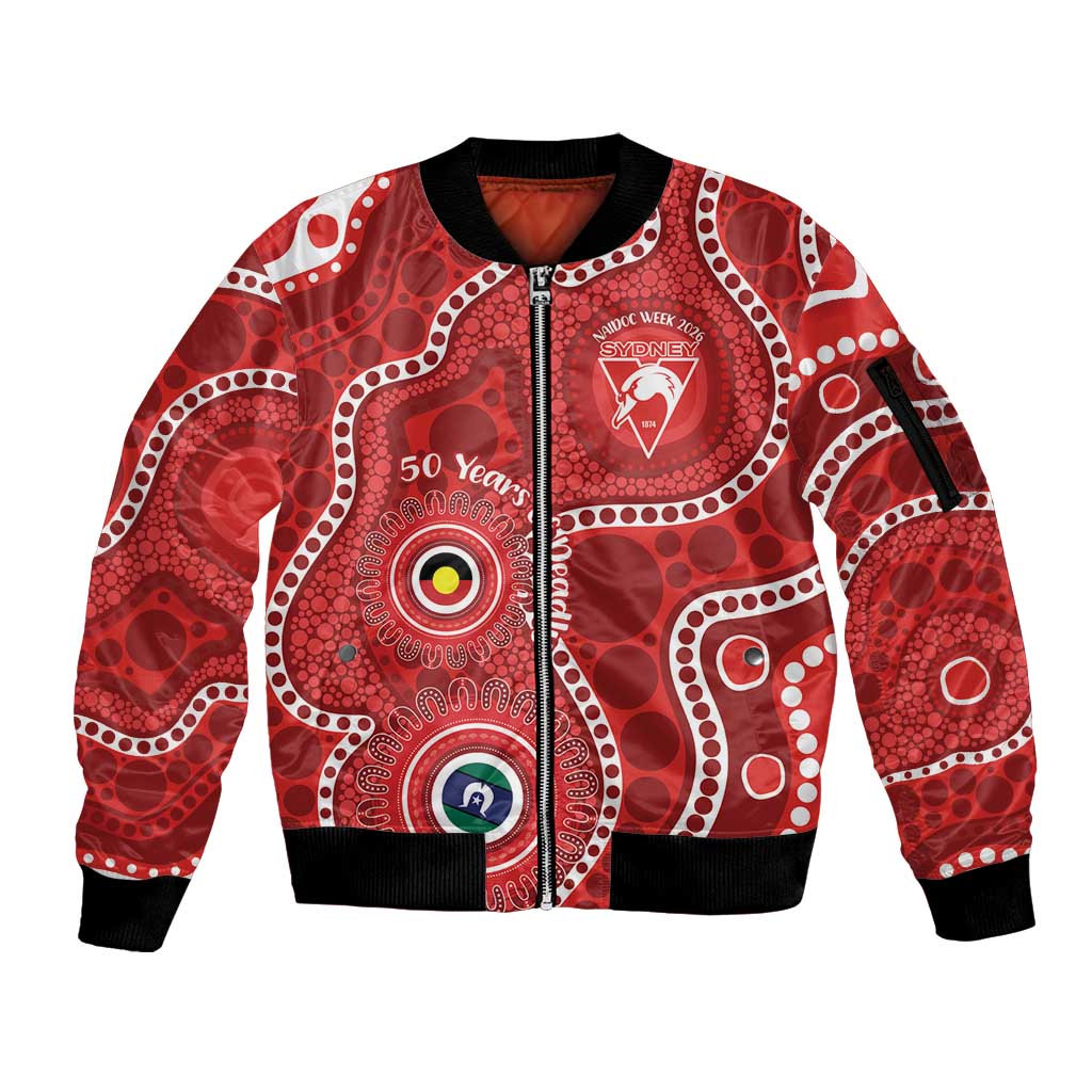 Sydney Swans NAIDOC Week 2026 Personalised Sleeve Zip Bomber Jacket 50 Years of Deadly Aboriginal Art