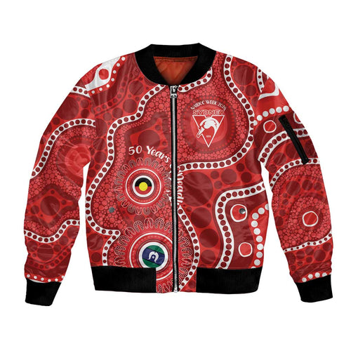 Sydney Swans NAIDOC Week 2026 Personalised Sleeve Zip Bomber Jacket 50 Years of Deadly Aboriginal Art