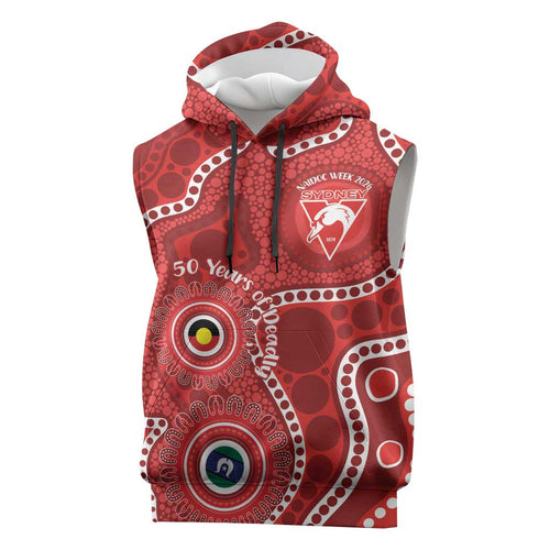 Sydney Swans NAIDOC Week 2026 Personalised Sleeveless Hoodie 50 Years of Deadly Aboriginal Art