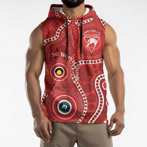 Sydney Swans NAIDOC Week 2026 Personalised Sleeveless Hoodie 50 Years of Deadly Aboriginal Art