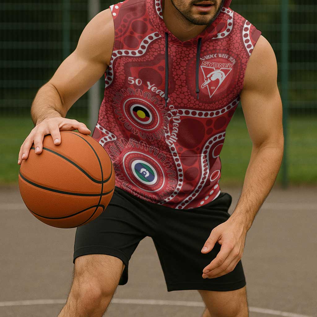 Sydney Swans NAIDOC Week 2026 Personalised Sleeveless Hoodie 50 Years of Deadly Aboriginal Art