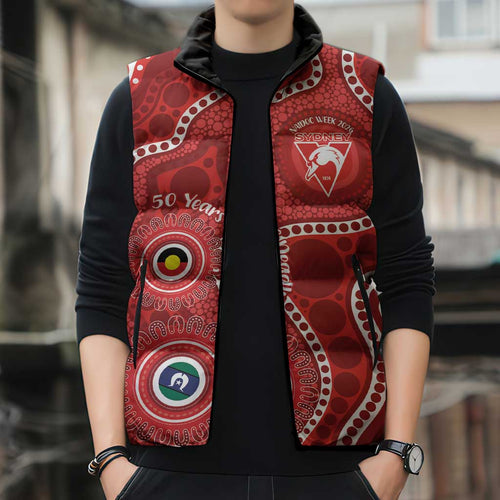 Sydney Swans NAIDOC Week 2026 Personalised Sleeveless Puffer Jacket 50 Years of Deadly Aboriginal Art