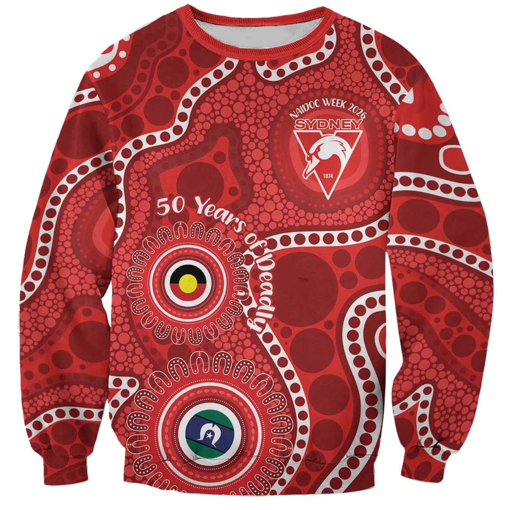 Sydney Swans NAIDOC Week 2026 Personalised Sweatshirt 50 Years of Deadly Aboriginal Art