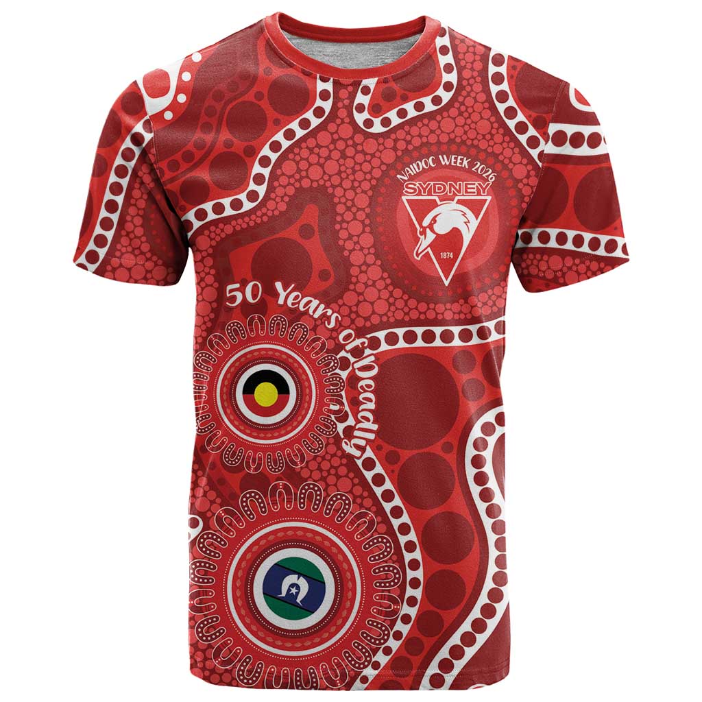 Sydney Swans NAIDOC Week 2026 Personalised T Shirt 50 Years of Deadly Aboriginal Art