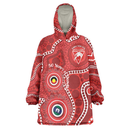 Sydney Swans NAIDOC Week 2026 Personalised Wearable Blanket Hoodie 50 Years of Deadly Aboriginal Art