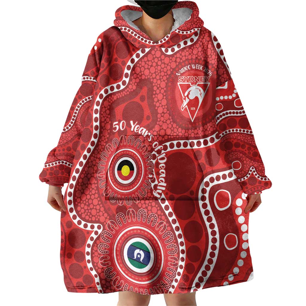 Sydney Swans NAIDOC Week 2026 Personalised Wearable Blanket Hoodie 50 Years of Deadly Aboriginal Art