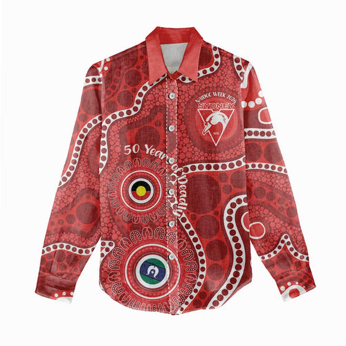 Sydney Swans NAIDOC Week 2026 Personalised Women Casual Shirt 50 Years of Deadly Aboriginal Art