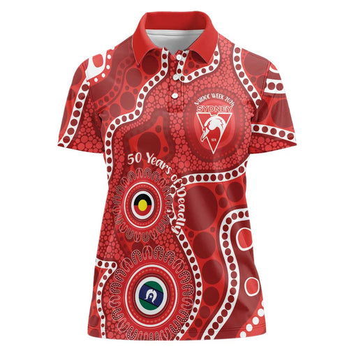 Sydney Swans NAIDOC Week 2026 Personalised Women Polo Shirt 50 Years of Deadly Aboriginal Art