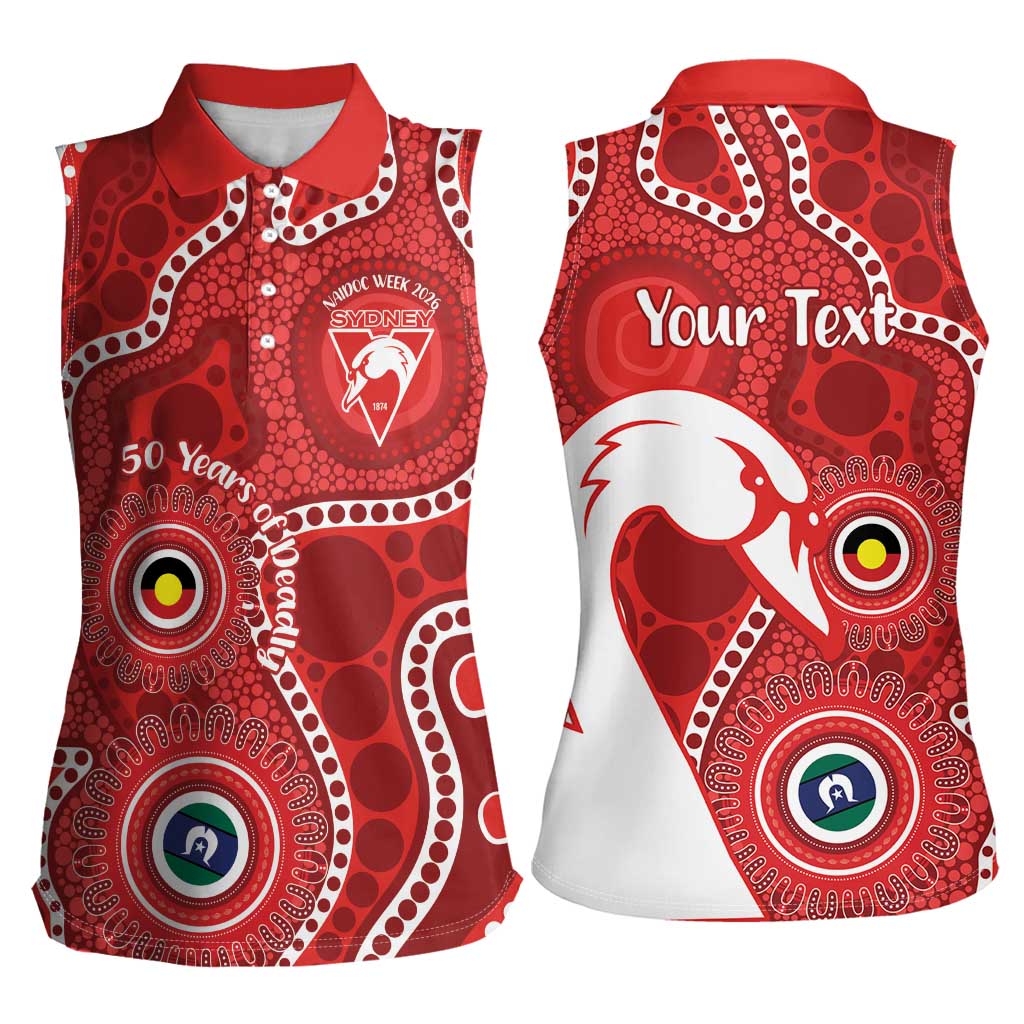 Sydney Swans NAIDOC Week 2026 Personalised Women Sleeveless Polo Shirt 50 Years of Deadly Aboriginal Art