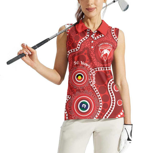 Sydney Swans NAIDOC Week 2026 Personalised Women Sleeveless Polo Shirt 50 Years of Deadly Aboriginal Art