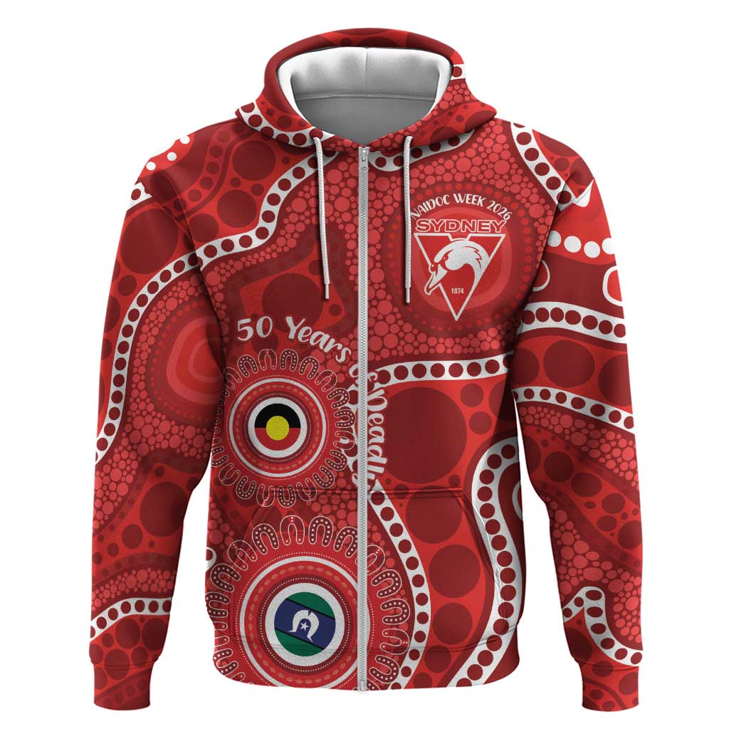 Sydney Swans NAIDOC Week 2026 Personalised Zip Hoodie 50 Years of Deadly Aboriginal Art