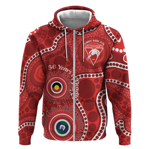Sydney Swans NAIDOC Week 2026 Personalised Zip Hoodie 50 Years of Deadly Aboriginal Art