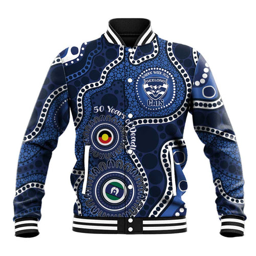 Geelong Cats NAIDOC Week 2026 Personalised Baseball Jacket 50 Years of Deadly Aboriginal Art