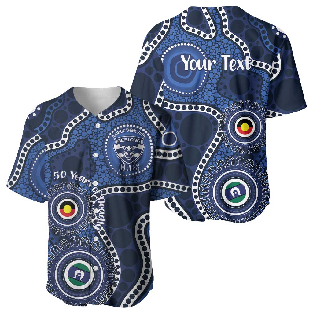 Geelong Cats NAIDOC Week 2026 Personalised Baseball Jersey 50 Years of Deadly Aboriginal Art