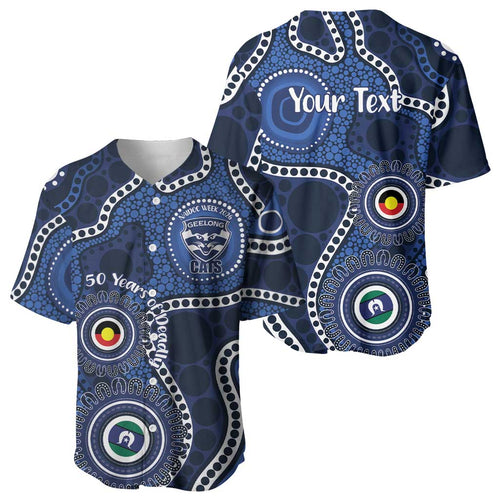 Geelong Cats NAIDOC Week 2026 Personalised Baseball Jersey 50 Years of Deadly Aboriginal Art