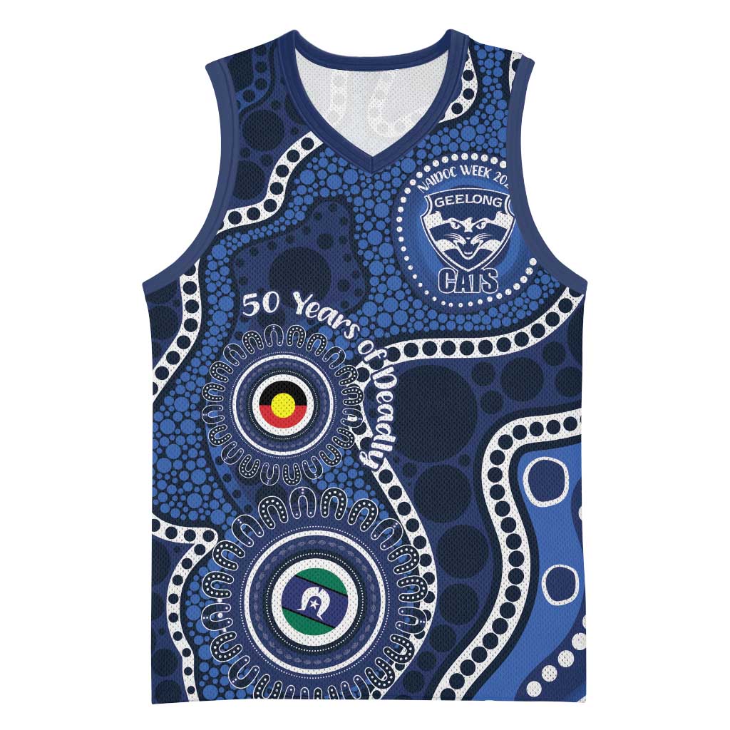Geelong Cats NAIDOC Week 2026 Personalised Basketball Jersey 50 Years of Deadly Aboriginal Art