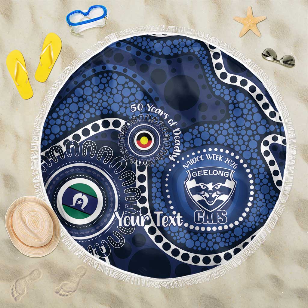 Geelong Cats NAIDOC Week 2026 Personalised Beach Blanket 50 Years of Deadly Aboriginal Art