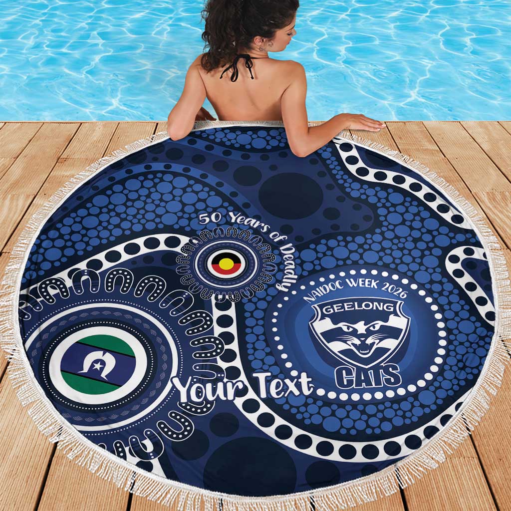 Geelong Cats NAIDOC Week 2026 Personalised Beach Blanket 50 Years of Deadly Aboriginal Art