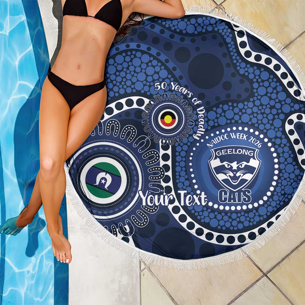 Geelong Cats NAIDOC Week 2026 Personalised Beach Blanket 50 Years of Deadly Aboriginal Art