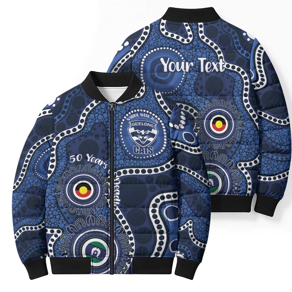 Geelong Cats NAIDOC Week 2026 Personalised Bomber Puffer Jacket 50 Years of Deadly Aboriginal Art