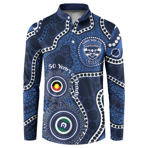 Geelong Cats NAIDOC Week 2026 Personalised Button Sweatshirt 50 Years of Deadly Aboriginal Art