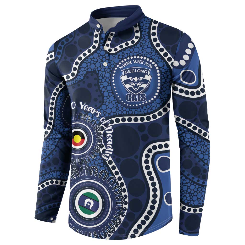 Geelong Cats NAIDOC Week 2026 Personalised Button Sweatshirt 50 Years of Deadly Aboriginal Art