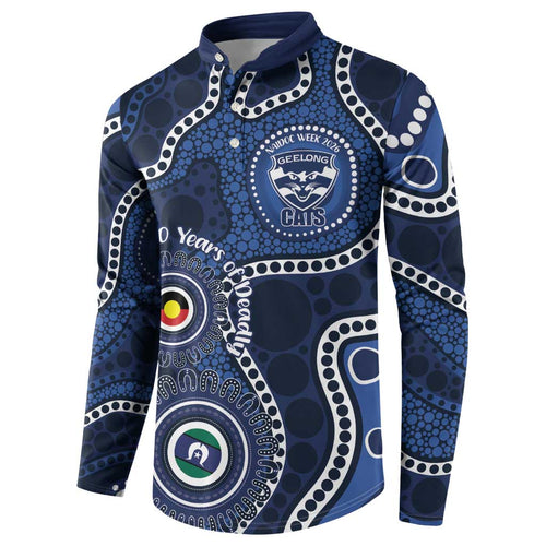 Geelong Cats NAIDOC Week 2026 Personalised Button Sweatshirt 50 Years of Deadly Aboriginal Art