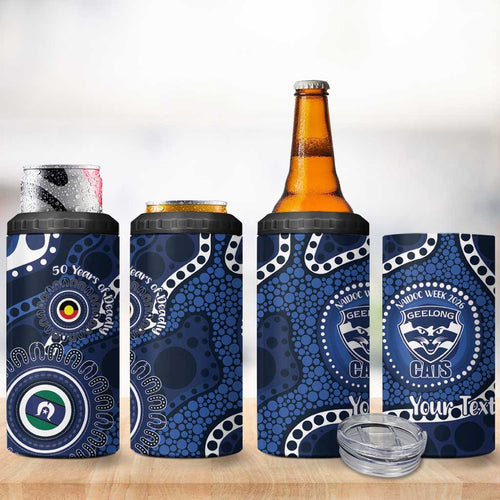 Geelong Cats NAIDOC Week 2026 Personalised 4 in 1 Can Cooler Tumbler 50 Years of Deadly Aboriginal Art