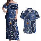 Geelong Cats NAIDOC Week 2026 Personalised Couples Matching Off Shoulder Maxi Dress and Hawaiian Shirt 50 Years of Deadly Aboriginal Art