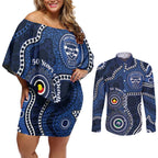 Geelong Cats NAIDOC Week 2026 Personalised Couples Matching Off Shoulder Short Dress and Long Sleeve Button Shirt 50 Years of Deadly Aboriginal Art