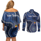 Geelong Cats NAIDOC Week 2026 Personalised Couples Matching Off Shoulder Short Dress and Long Sleeve Button Shirt 50 Years of Deadly Aboriginal Art