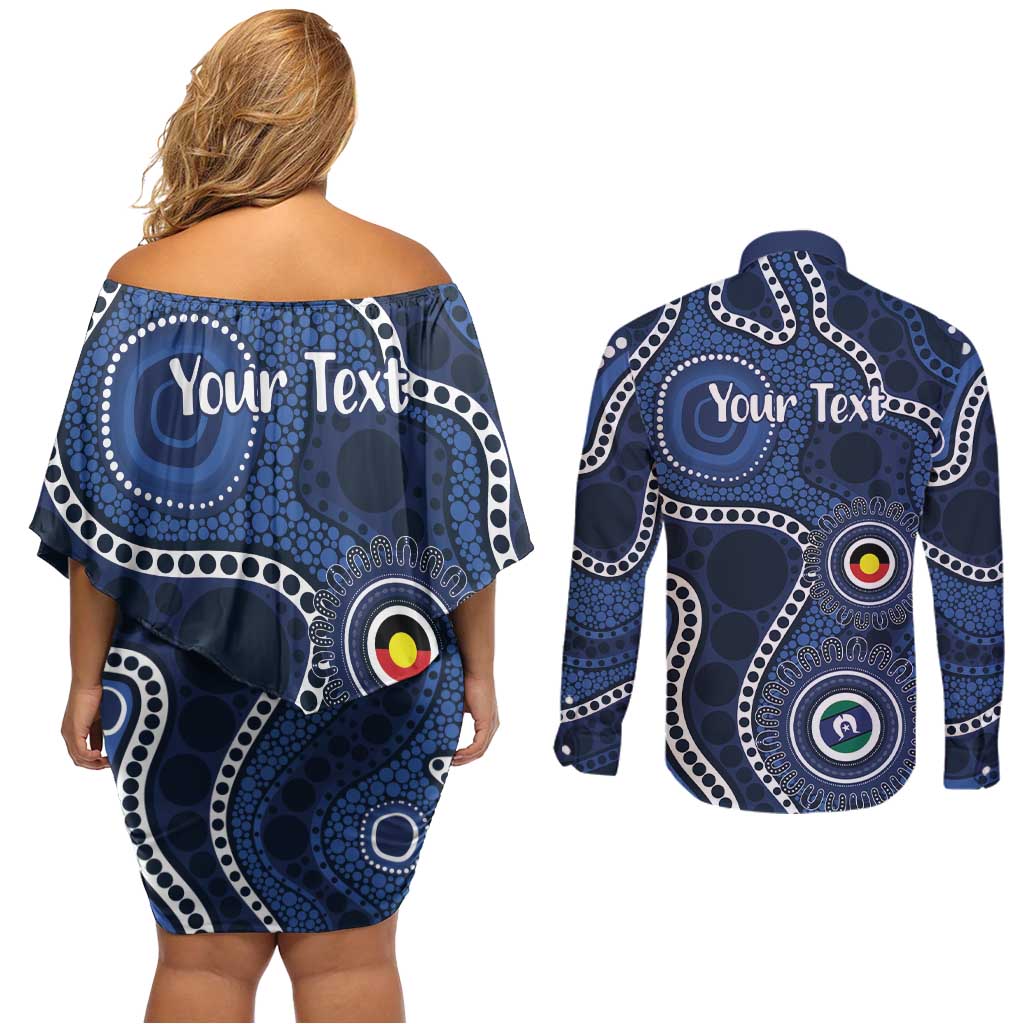 Geelong Cats NAIDOC Week 2026 Personalised Couples Matching Off Shoulder Short Dress and Long Sleeve Button Shirt 50 Years of Deadly Aboriginal Art
