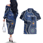 Geelong Cats NAIDOC Week 2026 Personalised Couples Matching Off The Shoulder Long Sleeve Dress and Hawaiian Shirt 50 Years of Deadly Aboriginal Art