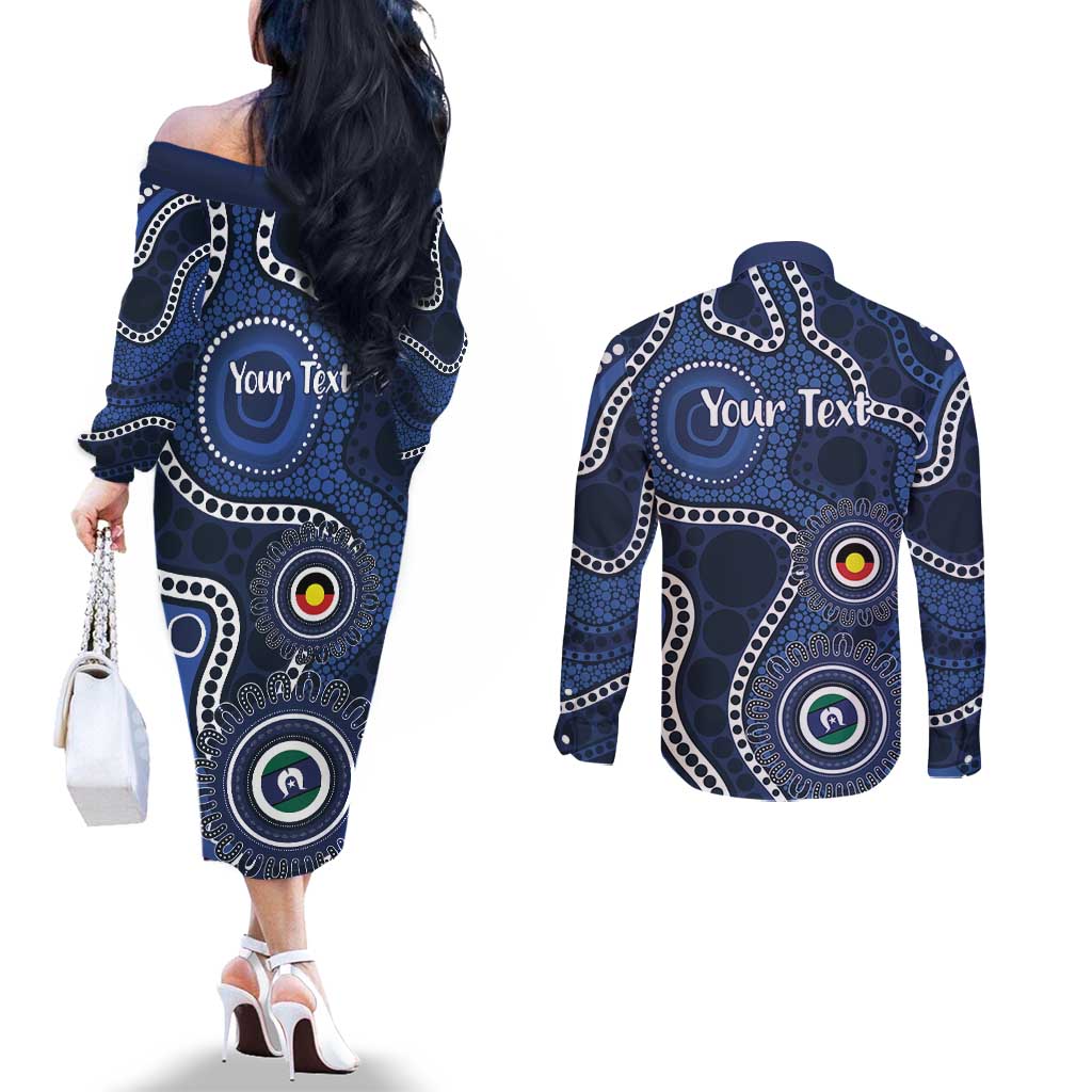 Geelong Cats NAIDOC Week 2026 Personalised Couples Matching Off The Shoulder Long Sleeve Dress and Long Sleeve Button Shirt 50 Years of Deadly Aboriginal Art