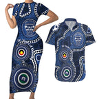 Geelong Cats NAIDOC Week 2026 Personalised Couples Matching Short Sleeve Bodycon Dress and Hawaiian Shirt 50 Years of Deadly Aboriginal Art
