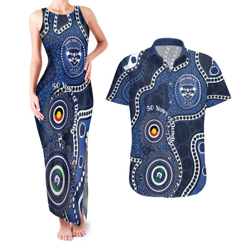 Geelong Cats NAIDOC Week 2026 Personalised Couples Matching Tank Maxi Dress and Hawaiian Shirt 50 Years of Deadly Aboriginal Art