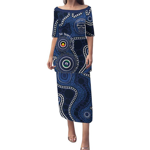 Geelong Cats NAIDOC Week 2026 Personalised Family Matching Puletasi and Hawaiian Shirt 50 Years of Deadly Aboriginal Art