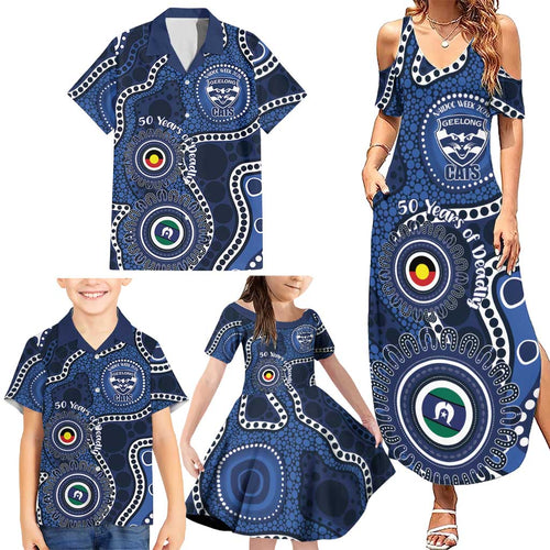 Geelong Cats NAIDOC Week 2026 Personalised Family Matching Summer Maxi Dress and Hawaiian Shirt 50 Years of Deadly Aboriginal Art