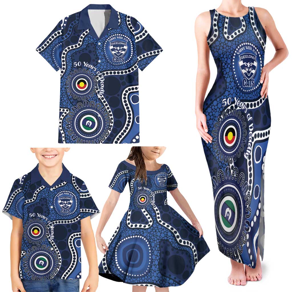 Geelong Cats NAIDOC Week 2026 Personalised Family Matching Tank Maxi Dress and Hawaiian Shirt 50 Years of Deadly Aboriginal Art