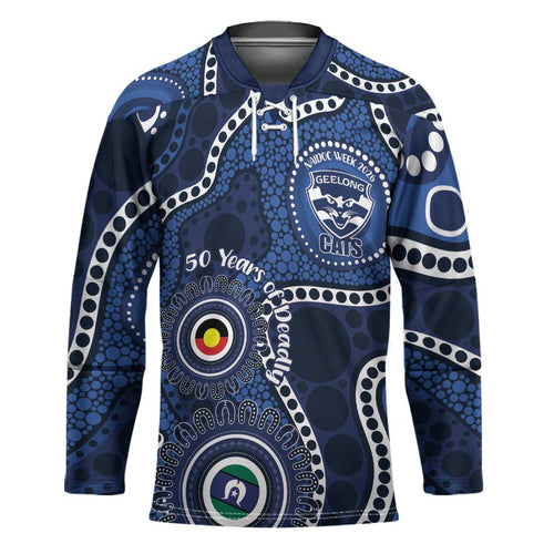 Geelong Cats NAIDOC Week 2026 Personalised Hockey Jersey 50 Years of Deadly Aboriginal Art