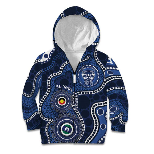 Geelong Cats NAIDOC Week 2026 Personalised Kid Hoodie 50 Years of Deadly Aboriginal Art