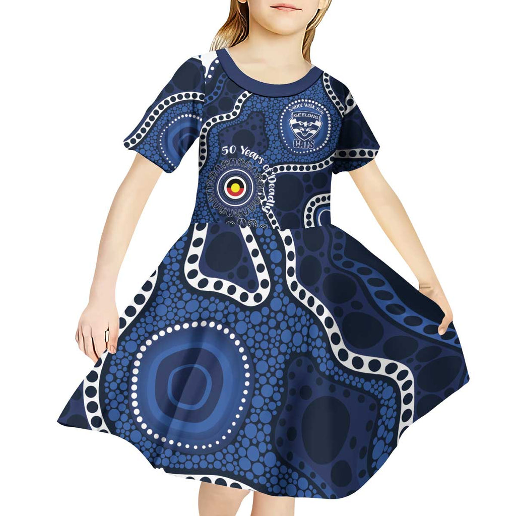 Geelong Cats NAIDOC Week 2026 Personalised Kid Short Sleeve Dress 50 Years of Deadly Aboriginal Art