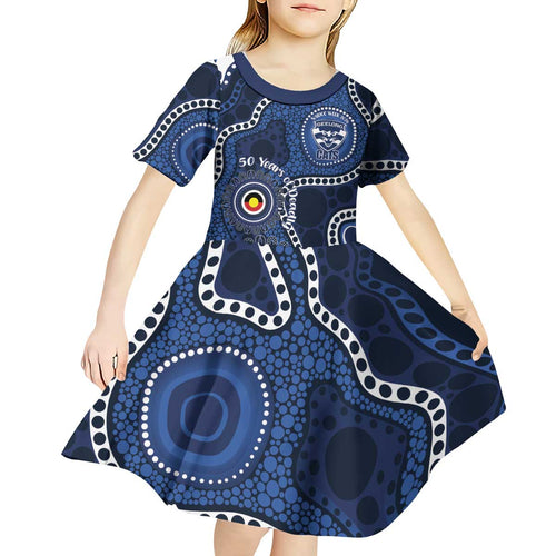 Geelong Cats NAIDOC Week 2026 Personalised Kid Short Sleeve Dress 50 Years of Deadly Aboriginal Art