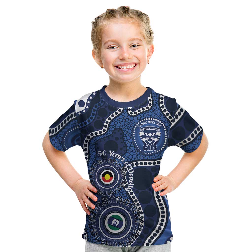 Geelong Cats NAIDOC Week 2026 Personalised Kid T Shirt 50 Years of Deadly Aboriginal Art