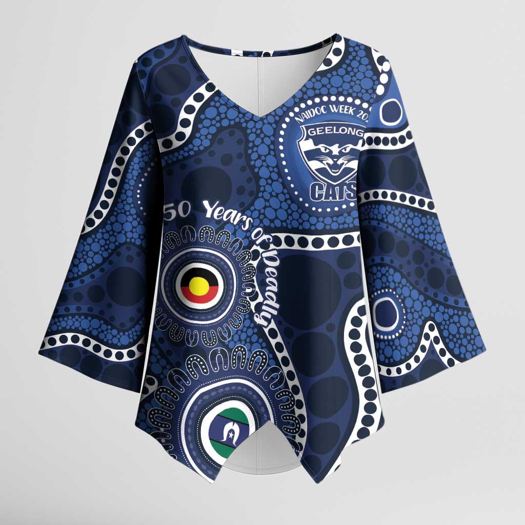 Geelong Cats NAIDOC Week 2026 Personalised Kimono Sleeve Blouse 50 Years of Deadly Aboriginal Art