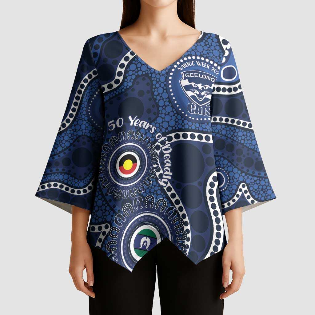 Geelong Cats NAIDOC Week 2026 Personalised Kimono Sleeve Blouse 50 Years of Deadly Aboriginal Art